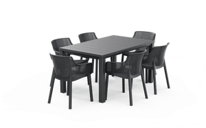 Julie Table + 6 Elisa chairs Graphite