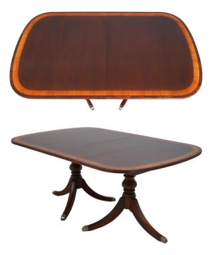 Ethan Allen Mahogany Inlaid Dining Table
