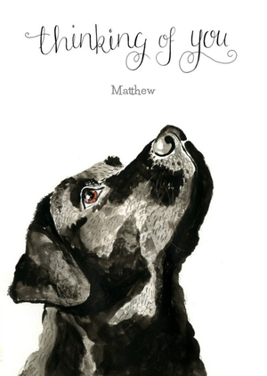 Moonpig Illustrated Black Labrador Personalised Thinking Of You Card
