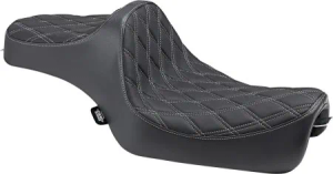 Drag Specialties Predator III Double Diamond Silver Stitched 2-Up Seat For Harley Davidson 2004-2022 Sportster Models (0804-0735)