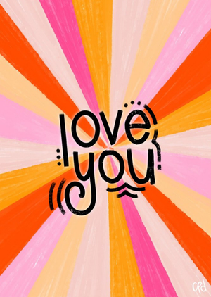 Moonpig Bright Graphic Line Design Love You Card