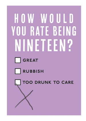 Friends Mungo And Shoddy Typographic Alcohol Funny Nineteen 19 Birthday Card