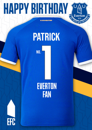 Moonpig Number 1 Everton Fan Football Shirt Birthday Card