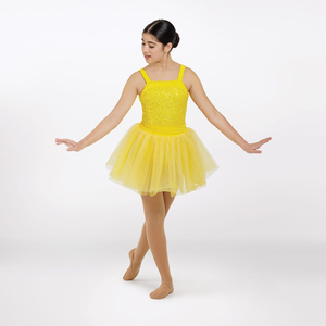 1st Position Wide Strap Short Sparkle Tutu Yellow