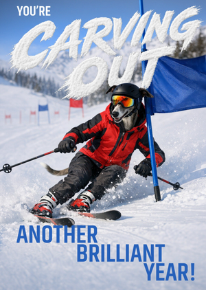 Moonpig You're Carving Out Another Brilliant Year Skiing Dog Birthday Card