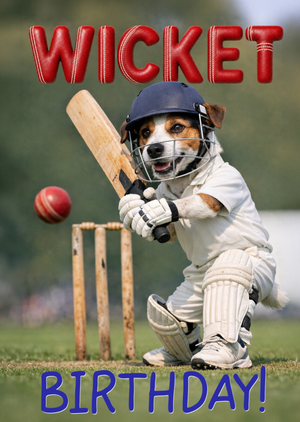 Moonpig Wicket Birthday Cricket Dog Card