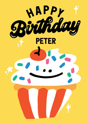 Moonpig Hand Drawn Colourful Cupcake Character Birthday Card
