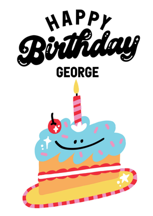 Moonpig Colourful Illustrated Birthday Cake Character Card
