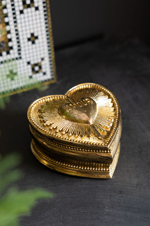 Gold Amour Heart Trinket Box