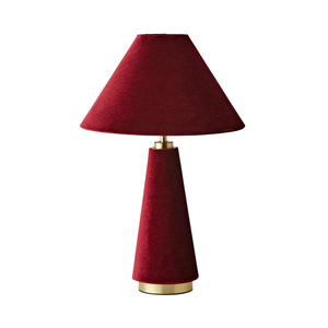 Burgundy Velvet Conical Table Lamp