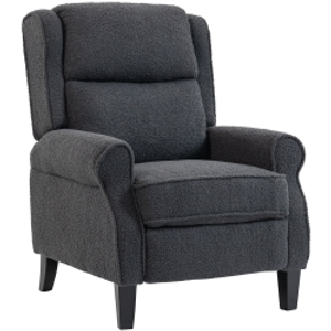HOMCOM Sillón Relax Reclinable en Tejido de Borreguito Polar Sillón de Relax con Reposapiés Extensible Asiento Acolchado Gris