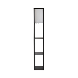 Black Shelving Floor Lamp with Fabric Shade