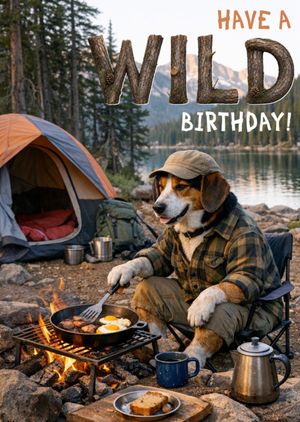 Moonpig Have A Wild Birthday Camping Dog Card