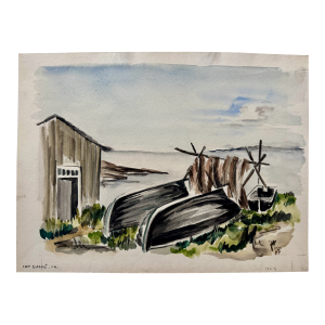 Henry Emil Salloch Original Watercolor on Paper Cap Gaspé, Quebec, Canada. 1959.