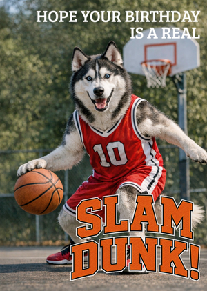 Moonpig Slam Dunk Basketball Dog Birthday Card