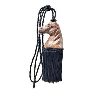 Vintage Leather Horse Head Tassel Tieback – Equestrian Curtain Lamp Decor