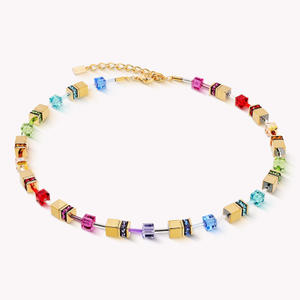 Iconic GEOCUBE Necklace Gold Plated Iconic Metallic Rainbow