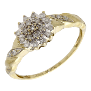 Pre-Owned 9ct Yellow Gold 0.25ct Diamond Cluster Ring