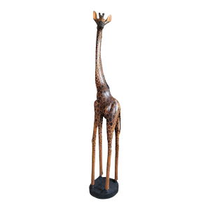 Large 20th Century Large Hand-Carved Wooden Giraffe Sculpture, 85” Tall