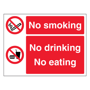 No Smoking No Drinking No Eating - Lands 400 x 300 mm - Self Adhesive Vinyl