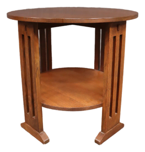 Stickley Mission Arts & Crafts Quarter Sawn Oak Round Lamp End Table