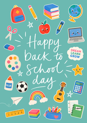 Emma Proctor Happy Back To School Day Colourful Typographic Card