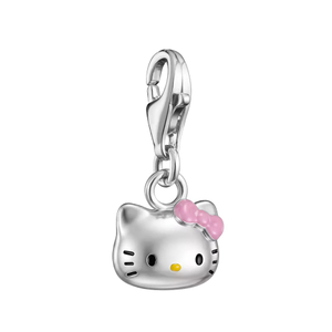 Classic Silver Plated Hello Kitty Pink Bow Charm