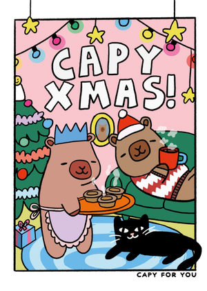 Jolly Awesome Capy Xmas Card