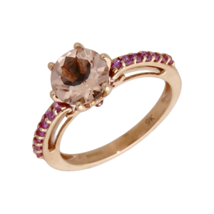 Pre-Owned 9ct Rose Gold Morganite & Pink Topaz Dress Ring