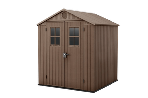 Caseta de exterior Darwin 6x6 ventanas frontales. 190x183x221cm y 3,3m2 - Marrón