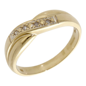 Pre-Owned 9ct Yellow Gold Diamond Set Crossover Ring