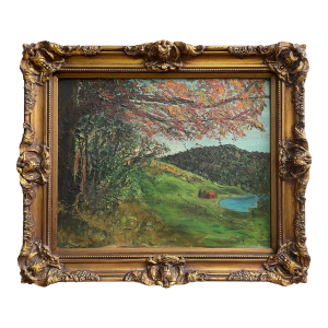 1970s Impressionist Landscape Oil on Canvas Board Signed Painting