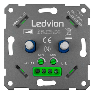 LED-dubbeldimmer 2x 3–100 W – 220–240 V – bakkantsstyrning (RC)