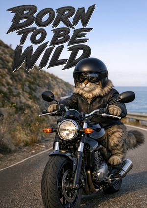 Moonpig Born To Be Wild Motorbike Cat Birthday Card