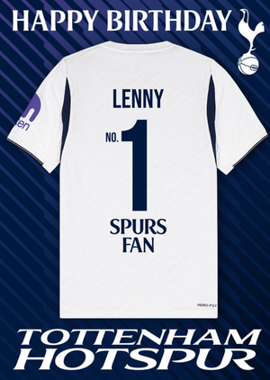 Moonpig Tottenham Hotspur Fc No.1 Spurs Fan Football Shirt Birthday Card