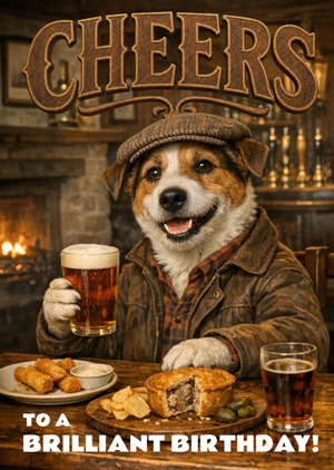 Moonpig Cheers To A Brilliant Birthday Funny Dog With Pint Card