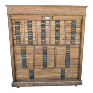 Antique 85 Drawer Cabinet With Tambour Front Attributed to Hamilton