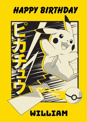 Pokemon Pokémon Pikachu Manga Style Birthday Card