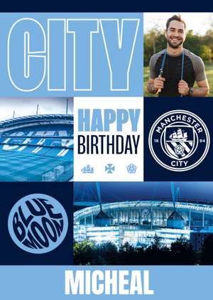 Moonpig Manchester City Fc Blue Moon Photo Upload Birthday Card