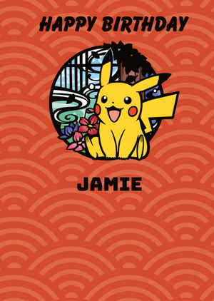 Pokemon PokÃ©mon Pikachu Japanese Waves Pattern Birthday Card