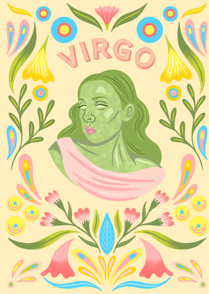 Moonpig Illustrated Floral Virgo Zodiac Birthday Card