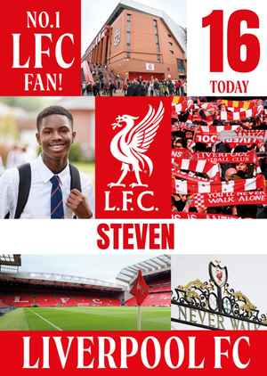 Moonpig Liverpool Fc No.1 Lfc Fan Photo Upload 16th Birthday Card
