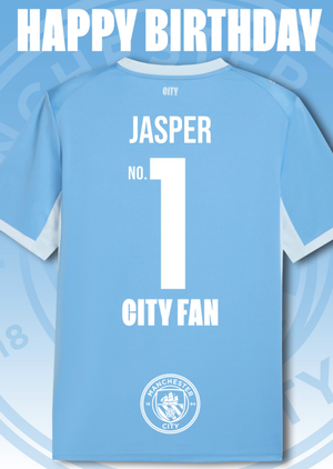 Moonpig Manchester City Fc No.1 City Fan Football Shirt Birthday Card