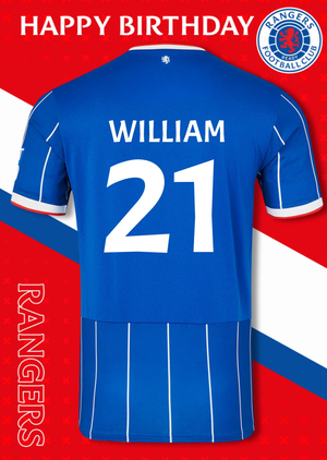 Moonpig Rangers Football Club Shirt 21st Birthday Card