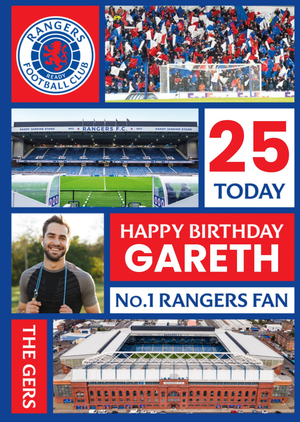 Moonpig Rangers Football Club Collage Photo Upload 25th Birthday Card