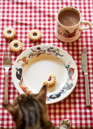Jenny Bloomfield Cat Tangle Medium Dinner Plate, 8.5 Inch