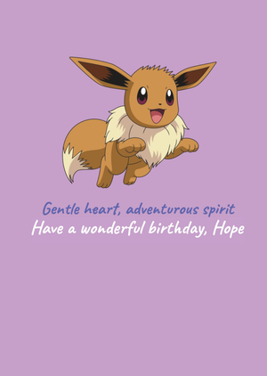 Pokemon PokÃ©mon Eevee Gentle Heart Adventurous Spirit Birthday Card