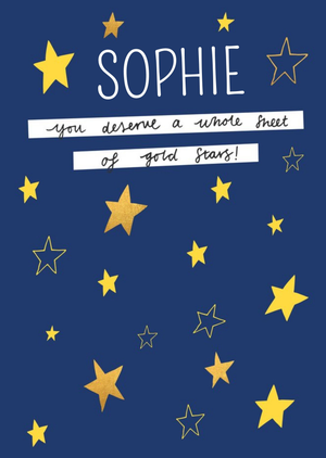 Moonpig Personalised Name You Deserve A Whole Sheet Of Gold Stars Card
