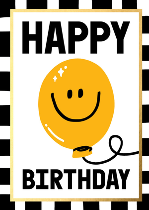 Moonpig Illustrated Smiley Balloon Happy Birthday Card