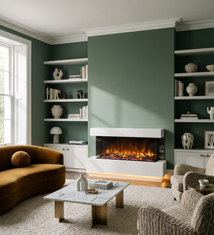 Elgin & Hall Pryzm Evento Timber Electric Fireplace Suite-1370mm - 54 Inch-Ash White and Nightfall